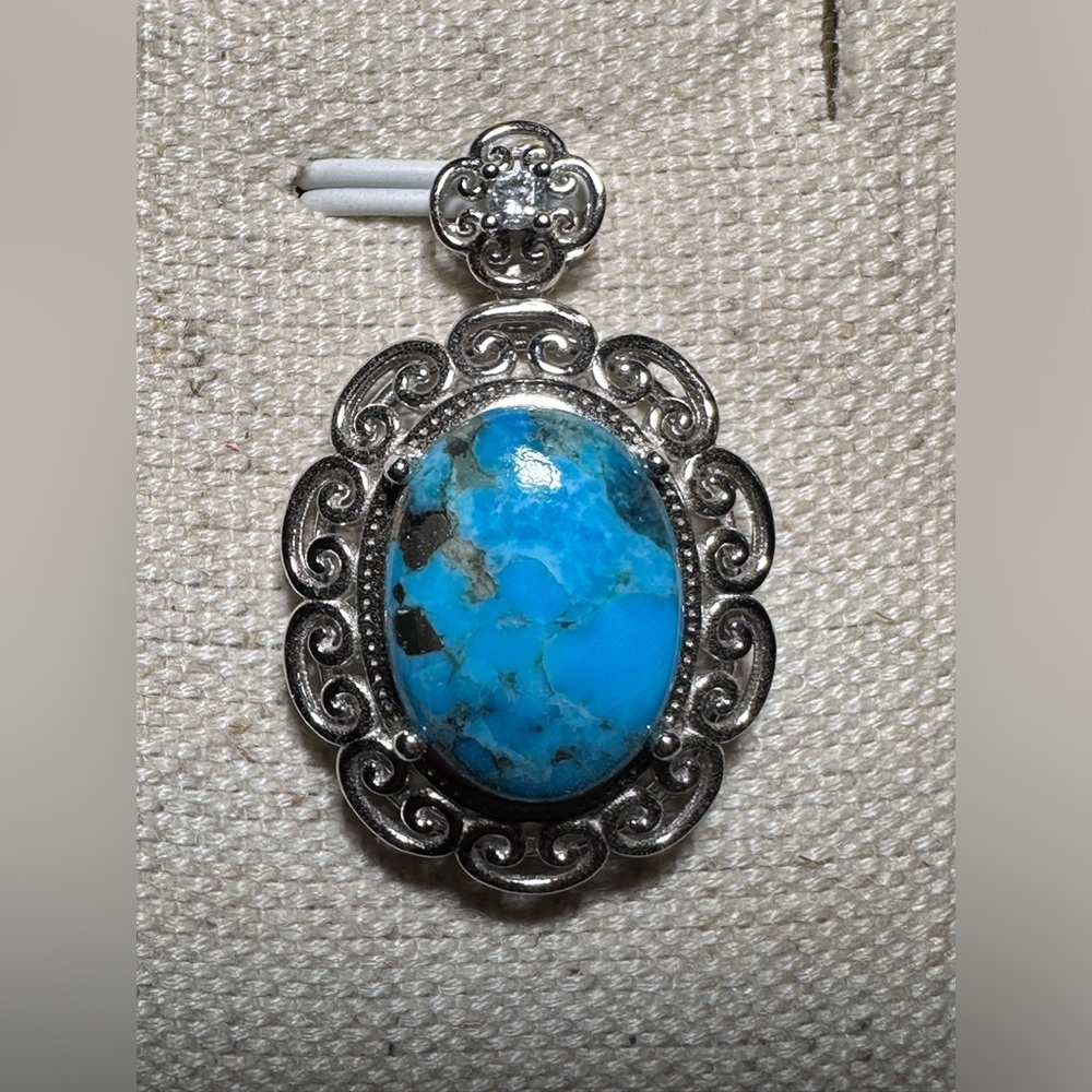 Mohave Oyster Turquoise 925 Sterling Silver Pendant